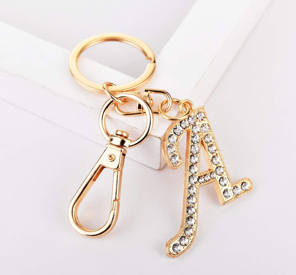 Keychain for Women Purse Charms for Handbags Crystal Alphabet Initial Letter Pendant with Key Ring