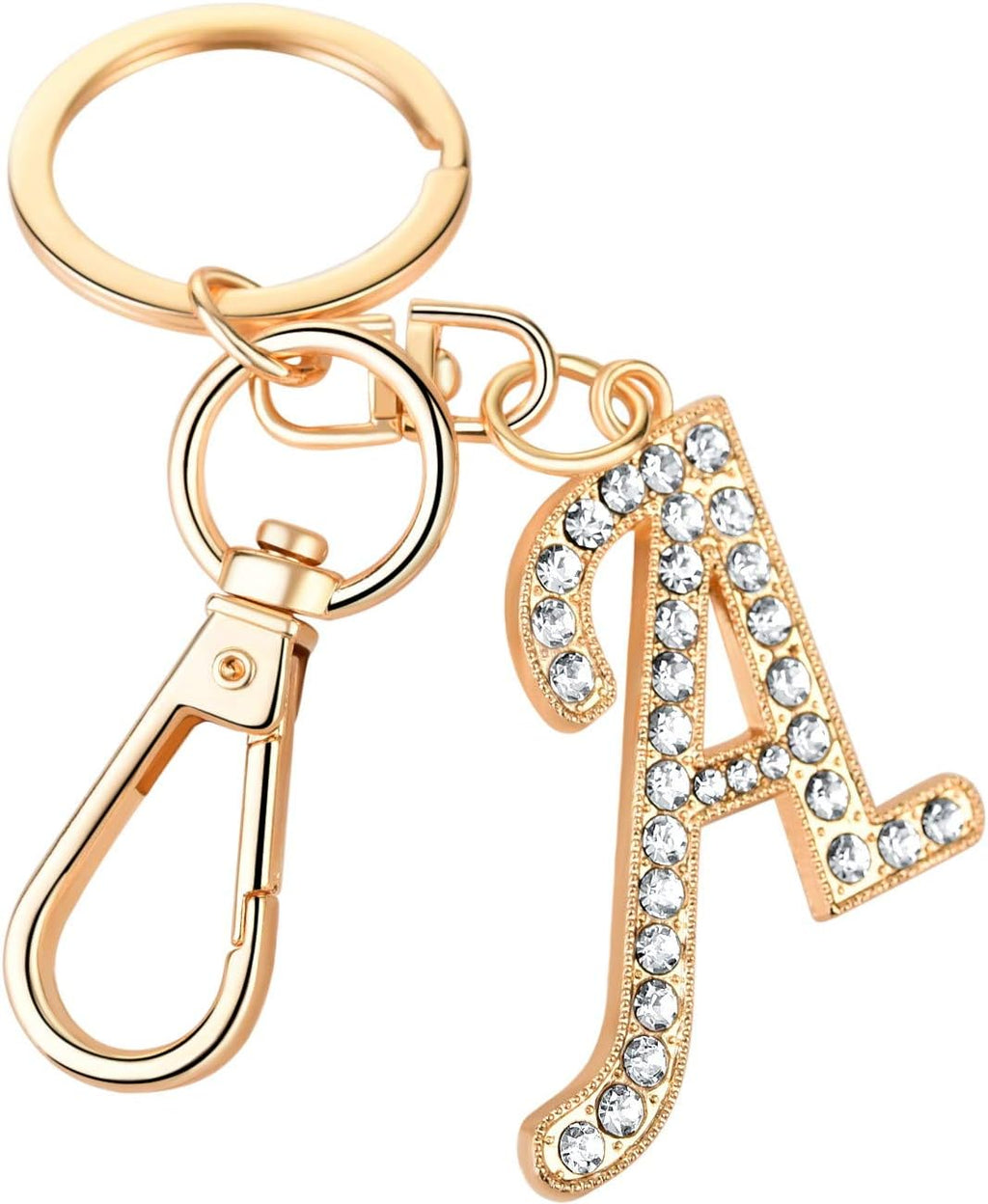 Keychain for Women Purse Charms for Handbags Crystal Alphabet Initial Letter Pendant with Key Ring
