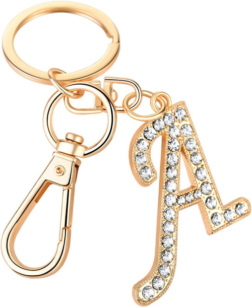 Keychain for Women Purse Charms for Handbags Crystal Alphabet Initial Letter Pendant with Key Ring