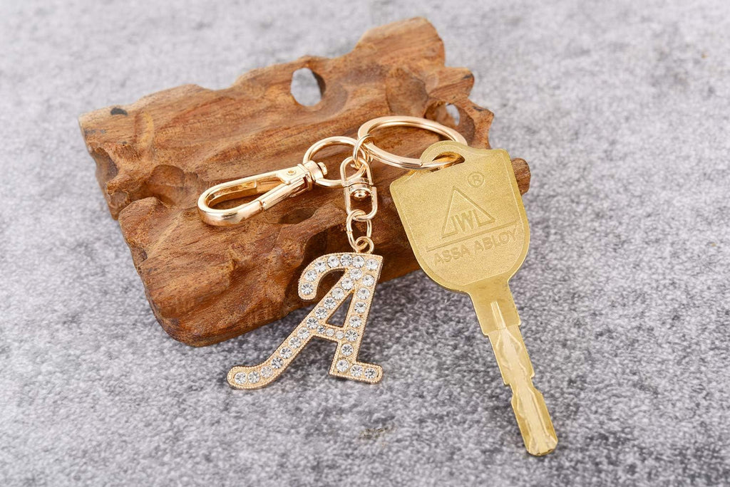 Keychain for Women Purse Charms for Handbags Crystal Alphabet Initial Letter Pendant with Key Ring